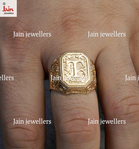 18 Kt, 22 Kt Gold Letter Personalized Initial Signet Men'S Ring 11 - 19 Gm - Picture 2 of 10
