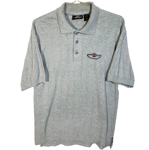 Harley Davidson Men's 100th Anniversary Cotton Grey Polo Patch Made USA Sz M