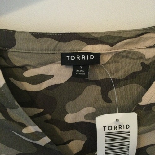 Torrid Damen Größe 3X ärmellos Reißverschluss vorne Shirtkleid Stretch Challis Camouflage NEU - Bild 7 von 7