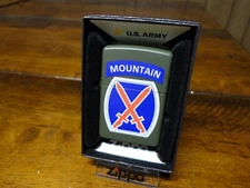 10TH MOUNTAIN DIVISION US ARMY ZIPPO LIGHTER MINT IN BOX