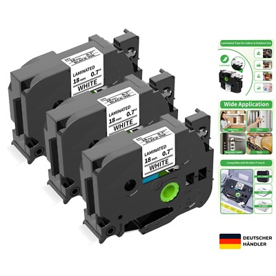 Kompatibel mit Brother P-touch Bänder 18mm TZe-241 TZ tape 18mm 0.7 Weiß, Kom...