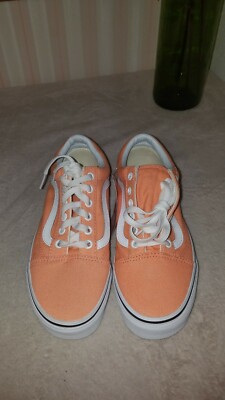 Vans Old Skool Washed Canvas Peach Pink True White Skate Shoes - Main Image