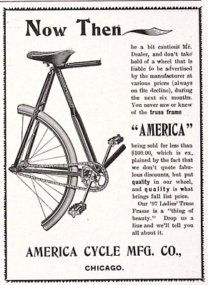 1896 American Cycle Mfg Co 1897Ladies Truss Frame CHICAGO  Bicycle Print Ad