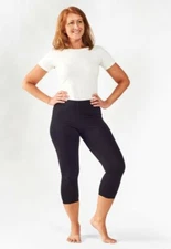 Maggie's Organics Cotton Base Layer Leggings Extra Soft Stretchy Mid Calf Black