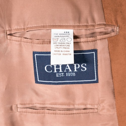 Chaps Ralph Lauren Mens Blazer Tan Brown Faux Suede Lined Jacket Sport Coat 46R - Picture 4 of 9