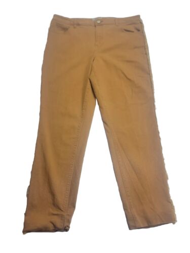 LOGO Wo's 16 (35x27 MEASURED) Ankle Skinny Fringe Detail Mustard Yellow Pants - Picture 4 of 13