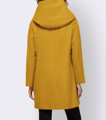 LINEA TESINI Damen Designer-Wollmantel Kapuze, ocker-gelb