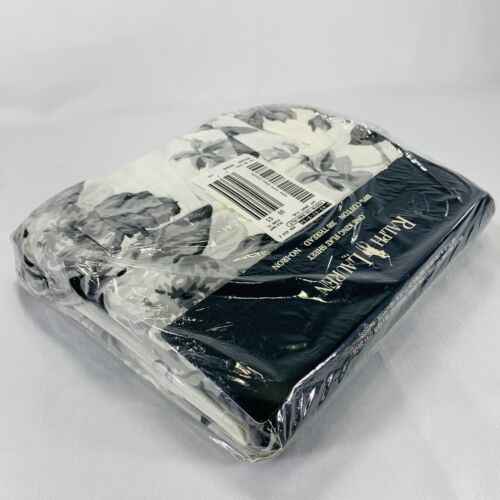 VINTAGE Ralph Lauren SARGENT Floral Gray White Ruffled Flat Sheet - King - Picture 3 of 7