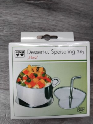 Neu Dessert- und Speisering  Herz  3-tlg. Edelstahl rostfrei
