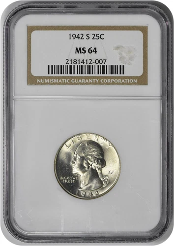 1942-S Washington Silver Quarter MS64 NGC