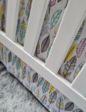 Cot Skirt (120x60) Baby Girl Bedding Cot Bedding for Nursery - Feather Cot Skirt