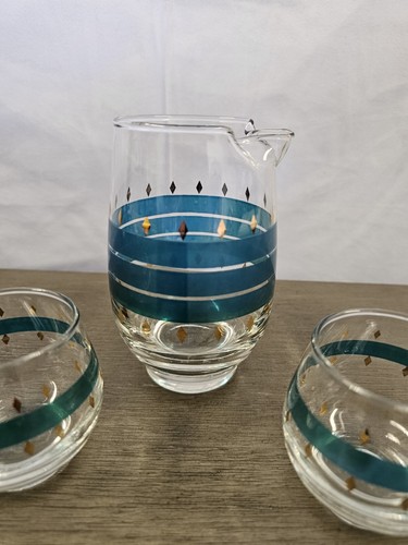 Vtg Libbey San Juan Barware Cocktails for Two Pitcher and 2 Glasses - Picture 4 of 8