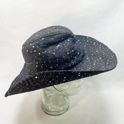 Black Sparkle Sequin Cowboy Hat OS - Picture 3 of 11