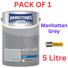 Johnstone's Wall Ceiling Paint 5L Manhattan Grey Matt emulsion 12m2 Per Litre UK