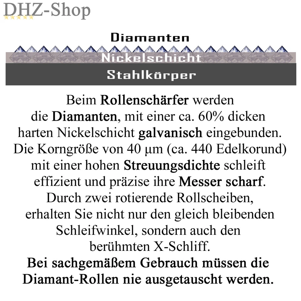 Messerschärfer ROLLENSCHÄRFER Diamant Wetzstahl Edelstahl Messer Profischärfer - Bild 2 von 4