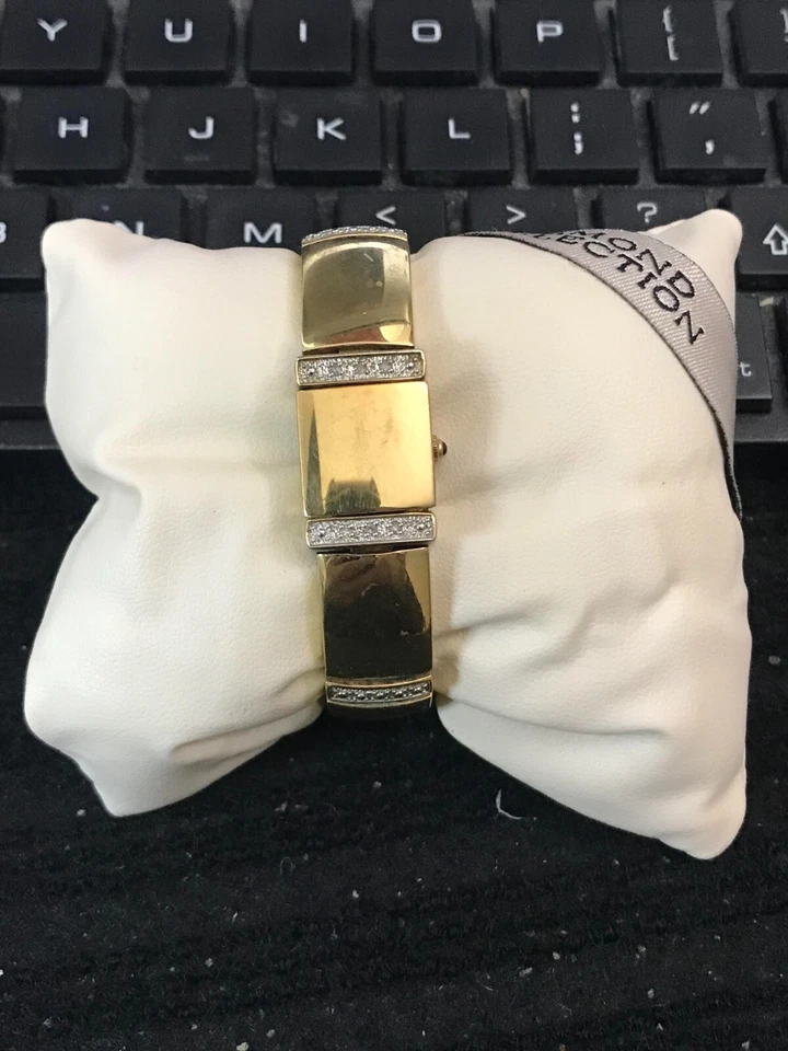 Anne Klein 15mm Diamond Swiss Watch Gold Plated Bracelet Hidden Face Run (Y131) - Image 3 of 4