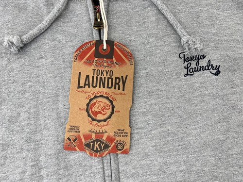 Tokyo Laundry Gray Full Zip Wolfe Point Hoodie Size Medium Fleece Lined A2420 - Picture 3 of 9