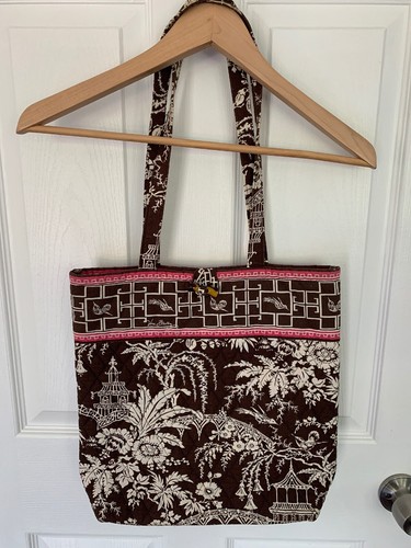 VERA BRADLEY Tote Imperial Toile Pattern RETIRED, Tortoise Toggle Double Handle - 第 1/4 張圖片
