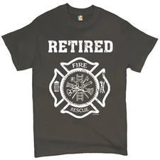 Retired Firefighter Badge T-shirt Fire and Rescue Fire Department Men's Tee