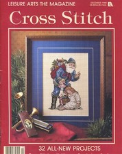 Cross Stitch Santa Toys Leisure Arts Magazine Christmas Dec 1989 Vintage OOP