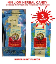 Cough Flu Sore Throat Herbal Candy Nin Jiom 20g Super Mint Flavor 3 Packs