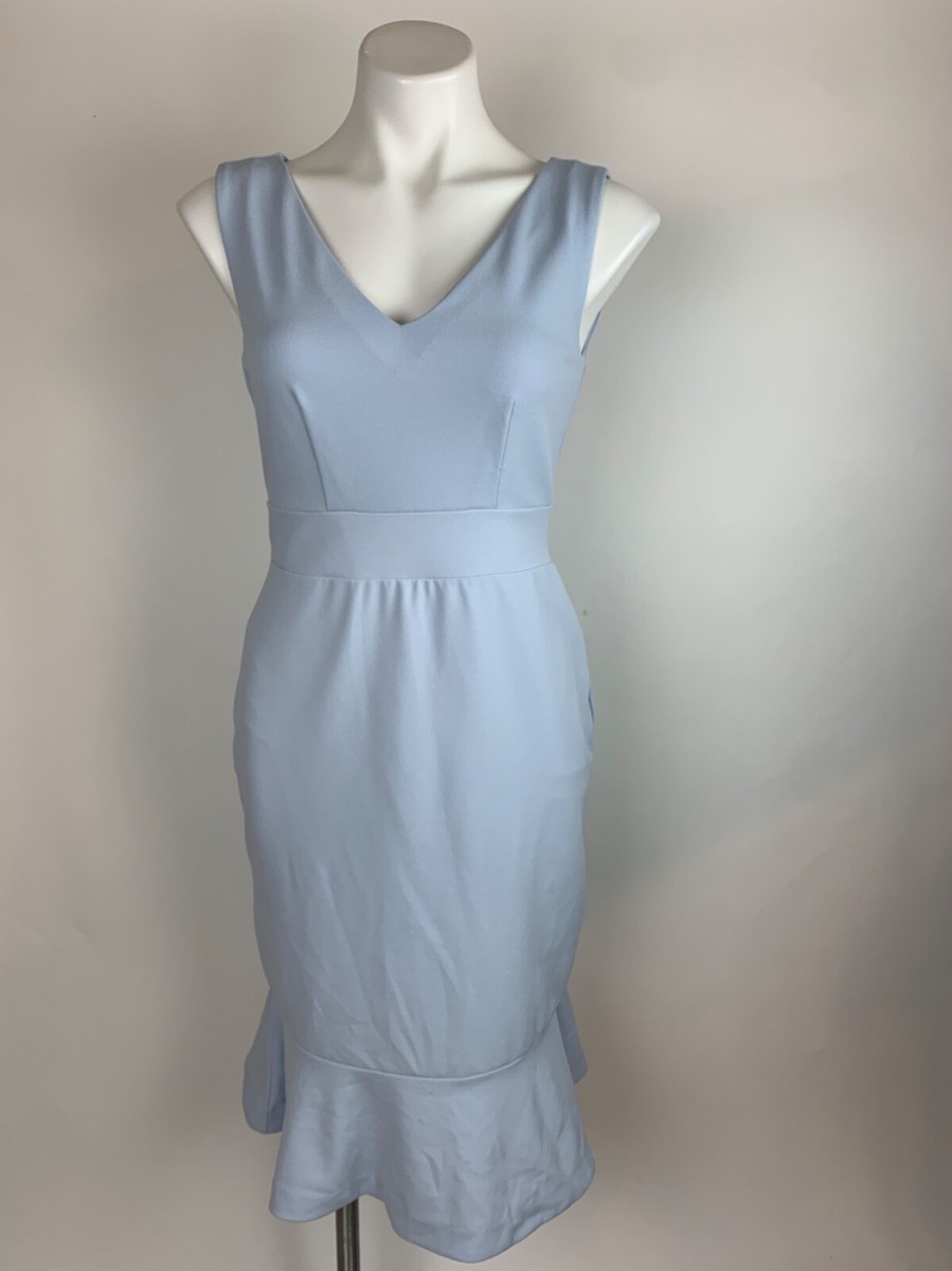 Ann Taylor Light Blue Flounce Hem Sheath Dress Lovely