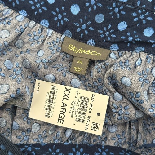 Style & Co Plus Size Tunic Top Womens XXL Blue Square Neck Peasant Boho NEW - Picture 5 of 9