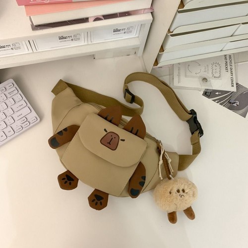 Nylon Capybara Crossbody Bag Multi-function Chest Bag Doll Shoulder Bag Gift - Picture 14 of 15