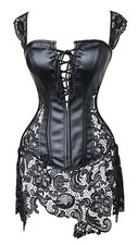Original Black Lace Faux Leather Burlesco Corset 32 The 48 Comfortable Size Pinup