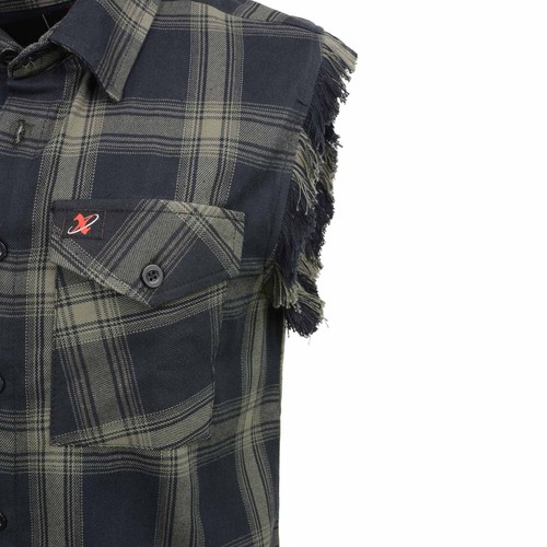 Milwaukee Leather 11695 Homme Classique Boutonnée Flanelle Découpée Manches Fragées - Photo 10/10