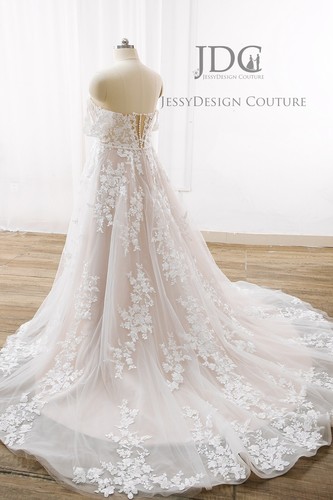 Luxuriöses Off-Schulter Brautkleid Spitze Maßgeschneidert Ivory 32-60 Übergröße - Bild 3 von 16