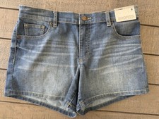 New York and Company Womens Denim Shorts Mid Rise Medium Wash Blue Jean Size 8