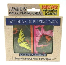 NIB Hamilton Bridge Playing Cards With Bonus Pack Butterflies & Flowers SEALED 