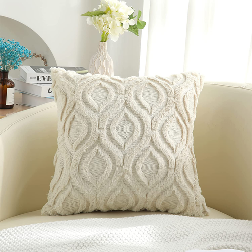 Decorative Throw Pillow Covers 18X18, Soft Plush Faux Wool Couch Spring Pillow C - Picture 4 of 12