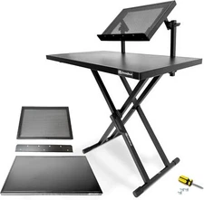 AxcessAbles Portable Two-Tier DJ Table Workstation Double-x Piano Keyboard Stand
