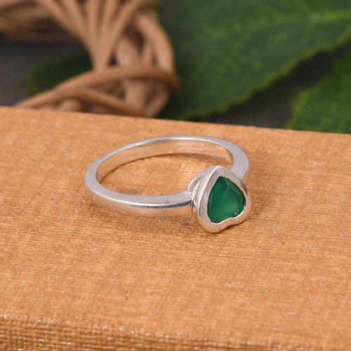 925 Silver Green Onyx Heart Spinner Ring For Anxiety, Meditation, Fidget Jewelry - Picture 4 of 8