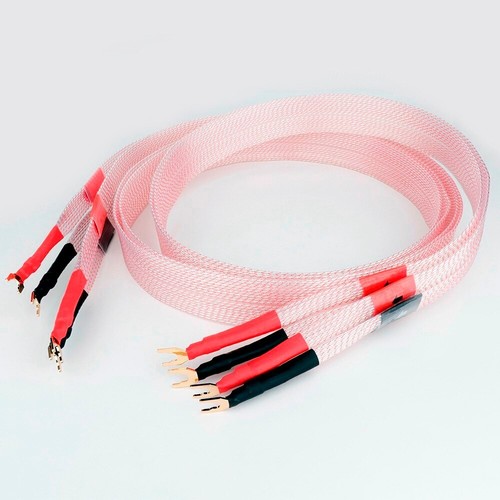 Pair OCC Flat Silver Plated Speaker Cable W/ Banana / Spade Plug for Amplifier - 第 11/26 張圖片