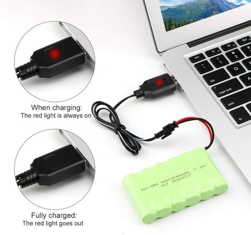 7.2V 2400mAh Ni-MH Battery SM-2Pin Plug for RC Truck Cars Boat With USB charger - Picture 7 of 11
