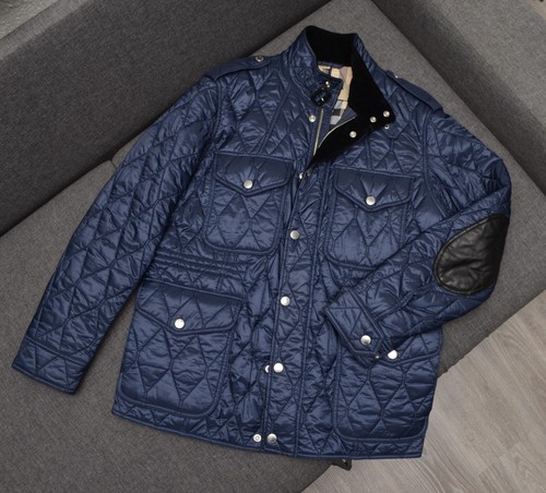 Authentic Men's Burberry Garrington Elevated Quilted Jacket Coat Blue Size XL