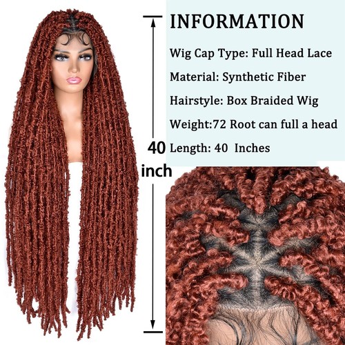 40 Zoll lange Schmetterling Faux Locs Perücken Full Lace Perücken Faux Locs Dreadlocks Wig - Bild 25 von 36