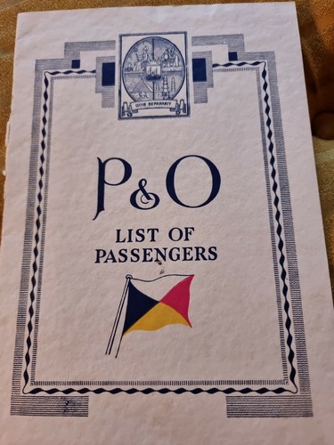 S.S. Strathmore 1936 Passenger List ......P & O  Line - Picture 1 of 4