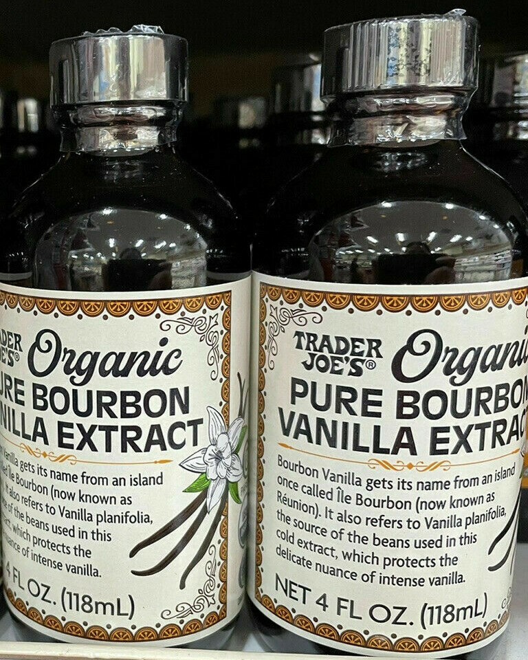 2 Bottles Trader Joes ORGANIC Pure Bourbon Vanilla Extract 118ml/4fl.oz