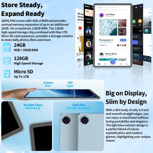 Android 15 Tablet, 11 inch Tablet with Keyboard, 24GB RAM (4GB RAM and 20GB E... - Picture 5 of 9