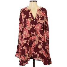 New Show Me Your Mumu Small Perveen Pirate Tunic Paisley Print Blouse Burgundy