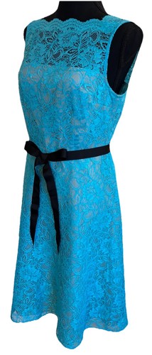 Calvin Klein 4 Small Aqua Teal Lace Romantic Spring Easter Feminine Flare Dress - Picture 4 of 8