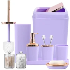 9-Piece Bathroom Accessories Set, Purple Light