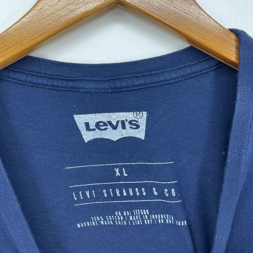 Levi's Long Sleeve T-Shirt Men's Size XL Blue Logo Crew Neck Cotton - Picture 4 of 9