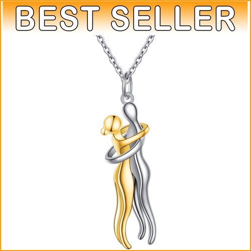S925 Sterling Silber umarmendes Paar Halskette - perfektes Liebesgeschenk für Sie & Ihn - Bild 1 von 9
