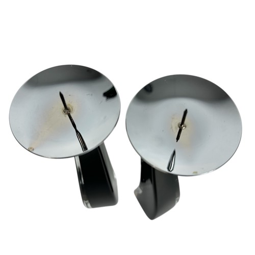 Set 8" schwarz klar Murano Oggetti Kunst Glas Kerzenständer signiert Giuliano Tosi - Bild 10 von 17