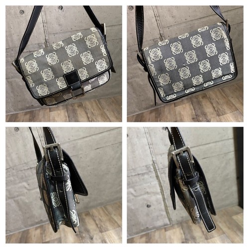 Loewe Repeat Anagram Mini Schultertasche Canvas Crossbody schwarz grau Leder alt - Bild 6 von 10